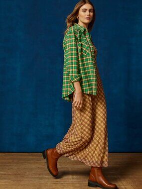 NWOT BDG Urban Outfitters Brixton Green Plaid Oversized Flannel Small